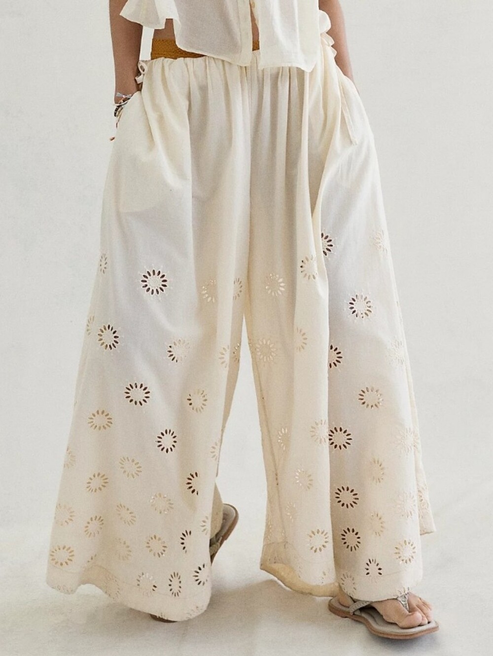 FP Sweet Serenade Side Zip Wide-Leg Pants Sandshore✨ NWT Size 6 ( Approx 30")